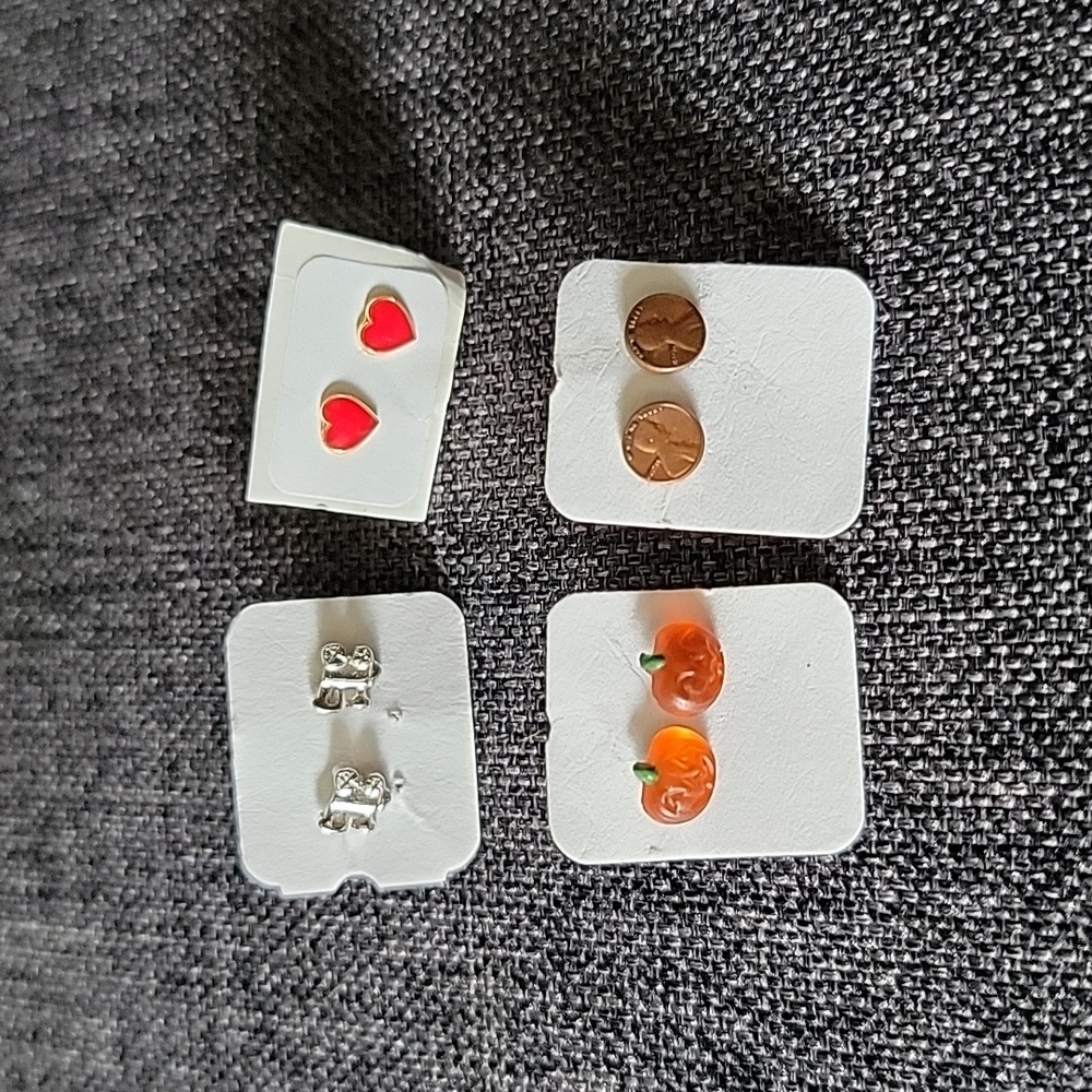 Tiny Heart Penny Butterfly Halloween Earrings